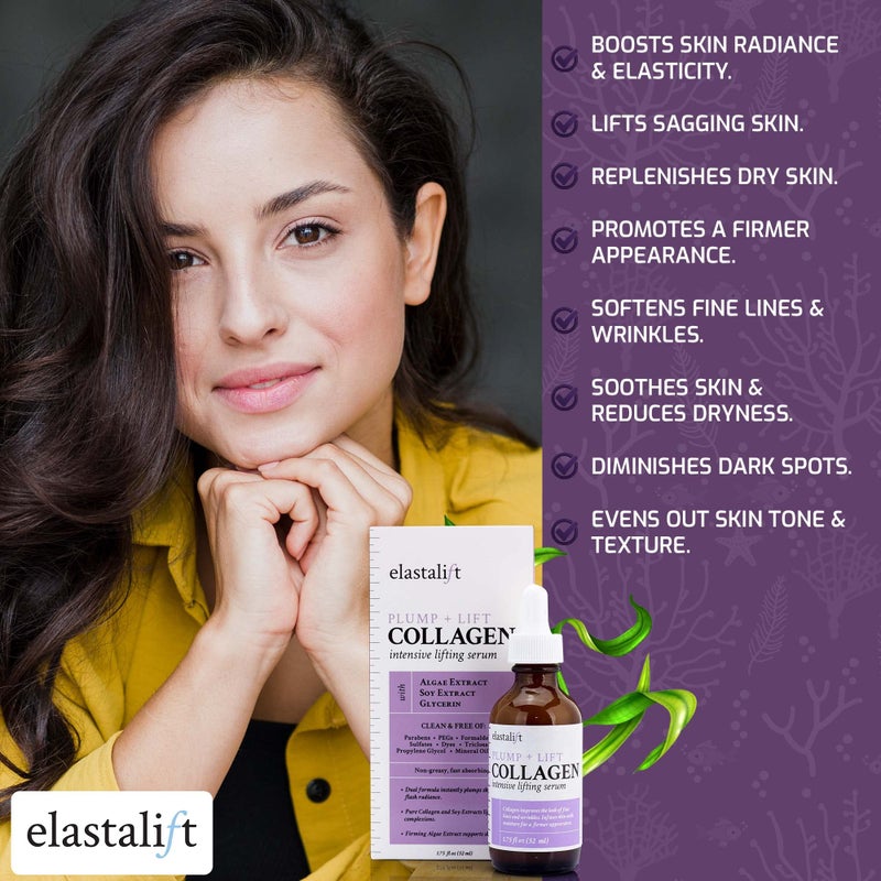 Elastalift Collagen Facial Serum Lifting, Plumping, Firming Collagen Serum For Face Improves Elasticity, Evens Skin Tone, Plumps, & Lifts Sagging Skin, Non-Greasy Wrinkle Serum, 1.75 Fl Oz, 2-Pack - Image 3